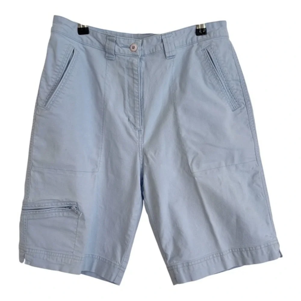 Woolrich Womens Chambray Utility Shorts Light Blue Size‎ 10 Cotton Stretch 3509